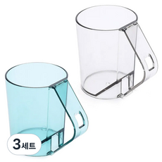 MONACO OLIVE 透明漱口杯 2件組, 透明 + 天藍色, 3套