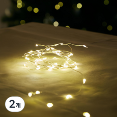 지네전구 줄전구 LED 줄조명 웜 화이트 건전지 50구, 투명, 3m, 2개