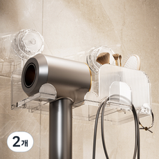 NanriSisters 免鑽孔吹風機架, 透明, 2個