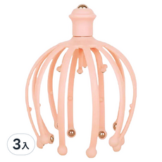 JOEKI 18爪頭部按摩器, 粉色頭皮按摩器, 舒適按摩, 3入組, 粉, 3入