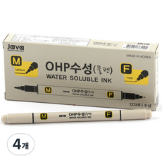 자바펜 OHP수성펜 M앤F, 검정, 48개
