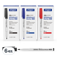 PENMAX 12角細字白板筆 黑色 12入 + 藍色 12入 + 紅色 12入, 混合顏色, 6套, 216個