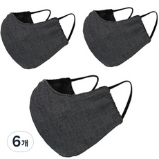 입체 기모 항균 일반형 마스크 L, 6개, 민자 챠콜색
