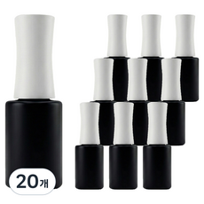 MEIBROWN 指甲油空瓶 玻璃空瓶 刷頭精油分裝瓶 8ml, 20個, 黑瓶 + 白色蓋