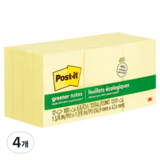 3M Post-it 利貼 3M Greener Notes 653, 黃色, 4個, 1200張