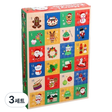 크리스마스 어드벤트 캘린더 24칸 선물포장 박스 DIY 세트, 3세트, 지팡이