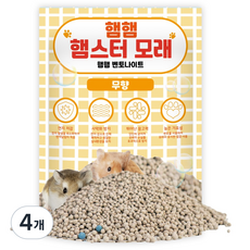 햄햄 벤토나이트 햄스터 모래 무향, 2kg, 4개
