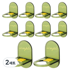 Khohimo 浴室免鑽孔黏貼式洗髮精掛架 10件組 5W0059, 2套, 淺綠色