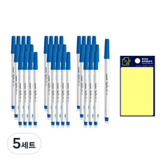 慕那美 351 藍色簽字筆 12入 x 3組 + TUKOBI 便利貼組, 藍色+黃色, 5套