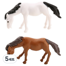 블랙트리 미니어쳐 포니 말 피규어 화이트 + 브라운 세트, 5세트