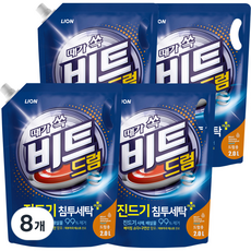 비트 때가쏙 진드기 드럼용 액상세제 리필, 2L, 8개