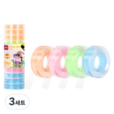 deLi 得力 彩色膠帶補充包 12mm x 28m 4款 x 3入組, 3套, 透明