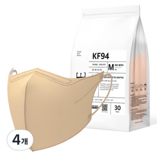 다나마스크 다나 오브 뷰티라인 새부리형 마스크 중형 KF94, 30개입, 4개, NO 3 테라 베이지
