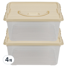 AllULiving 長方形生活收納箱, 4個, 米色