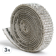 MONACO OLIVE DIY 方塊水鑽貼紙捲 6排, 3個, 白色