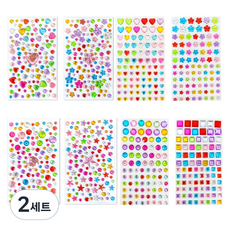 Roilang 工藝用寶石貼紙8件組, 2套, 混合顏色