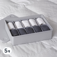 이즈리빙 칸칸칸 속옷 정리함, 그레이 + 그레이뚜껑, 5개
