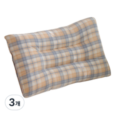 달콤상점 심플 체크 빨아쓰는 베개, 베이지, 3개