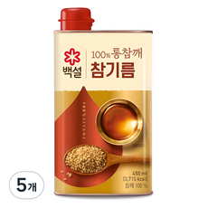 백설 100% 통참깨 참기름, 5개, 450ml