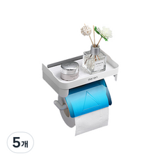 Block Mart浴室黏貼式收納置物架衛生紙架, 藍色, 5個