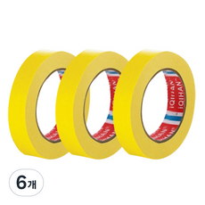 iQIHAN 彩色紙膠帶 20mm x 15m, 6個, 黃色