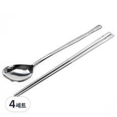 CHEFLINE 304不鏽鋼鬱金香噴砂不鏽鋼餐具組, 單一顏色, 湯匙 1p + 筷子 1p, 4套