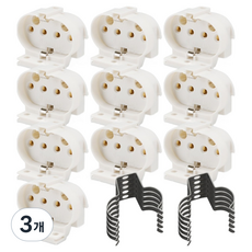 FPL用燈座 螢光燈4針專用電源連接器 10p + 燈座掛勾 10p 套組, 3個