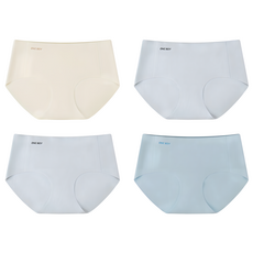 ONE BOY 舒適透氣抗菌無痕涼涼奶皮內褲4件組, 杏仁白 + 寶寶藍 + 月影灰