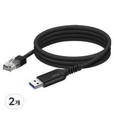 ipTIME U2LAN Type A to RJ45 랜케이블, 2개, 블랙, 2m
