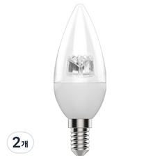 장수램프 멜리빙 LED 전구 촛대구 투명 E14 등기구 램프 5W, 주광색, 2개
