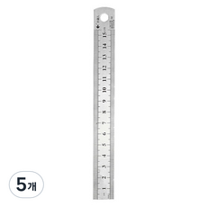 Youngbayoung 不鏽鋼半永久雙面直尺 15cm, 銀色, 5個