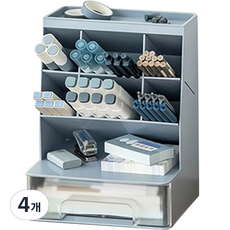 데스크 오거나이저 사무용품 수납함 SD-3811, 블루 투명, 4개