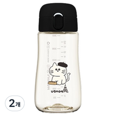유비맘 유아용 PPSU 세이프티 몽자 빨대컵, 360ml, 2개