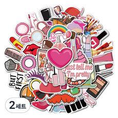 特別商店 PVC 防水筆記型電腦行李箱貼紙 50款套組 AZ097, 2套, 粉紅愛心