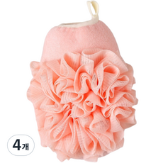 雙面沐浴手套, 粉紅色, 1入, 4個