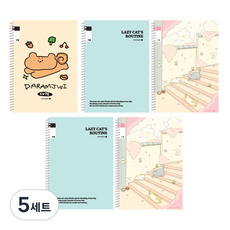 morning glory Chaeum Note 國小線圈筆記本 3-6年級 無標題 25行 3款 + 隨機出貨 2入組 B2, 5套, 松鼠, 滾滾貓, 胖胖貓