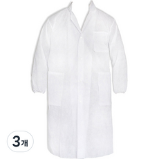 가드맨 산업 현장 부직포 실험 가운, 화이트, 3개
