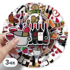 문곰상점 감성 다이어리 꾸미기 캐리어 스티커 50종 세트, 와인, 3세트