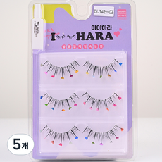아이하라 쁘띠업 글루 3쌍 속눈썹 DDT42-02, 블랙, 5개