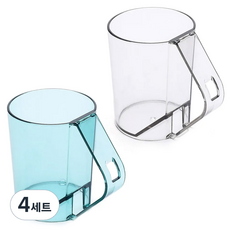 MONACO OLIVE 透明漱口杯 2件組, 透明 + 天藍色, 4套