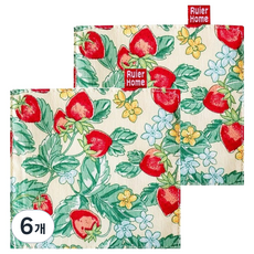 RUIER HOME Cuteme 棉質布料杯墊 MP571, 草莓花朵圖案, 6個