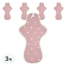 eechae 純棉一體成型衛生棉 粉紅色, 5枚入, 3個, 夜用型