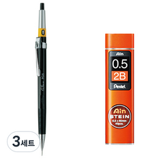 Pentel 飛龍文具 Graph 製圖自動鉛筆 PG5-AD + Ain Stein 2B 鉛筆芯套組, 3套, 0.5mm