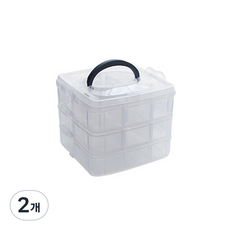 J-Life 層疊式分格收納盒 小, 混合色, 2個