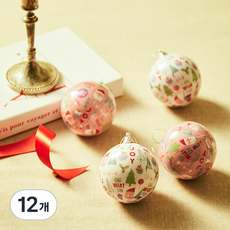 크리스마스 오너먼트 트리장식 글로시 픽쳐볼, 핑크, 7.5cm, 12개