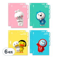 B Family 3層文件夾 4種套組 24-1177, 粉紅色 + 薄荷綠 + 黃色 + 藍色, 6套