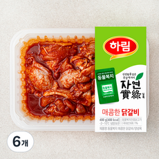 하림 동물복지 자연실록 매콤한 닭갈비, 400g, 6개