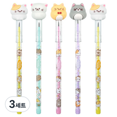 PINKFOOT 喵喵卡式鉛筆 HB 4款 + 隨機出貨組合, 混合顏色, 3套