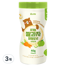 키짱몸짱 유기농 아기쌀과자 퍼핑도넛 그린, 사과맛, 40g, 3개