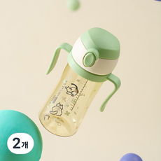 BEBE PICK 孩童一鍵式按壓彈蓋PPSU吸管水杯, 2個, 三葉草花園貓, 250ml